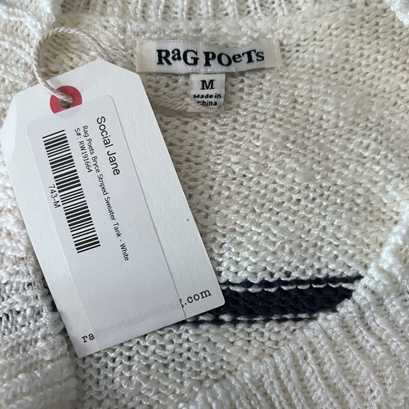 Rag Poets‎ Bryce Striped Sweater Tank Size Medium Navy White Style #RW191664 NWT - Picture 6 of 8